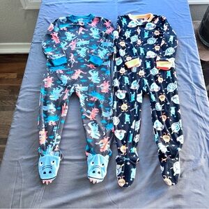 Carter's Gray, Blue & Pink Dino and Navy Space Footed Pajama Set